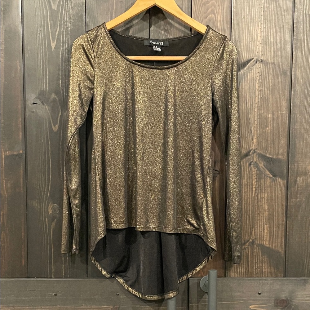 Forever 21 Shimmering Gold Tunic Top